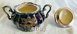 Vintage Friedrich Deusch silver overlay Western Germany Porcelain Coffee Pot Set