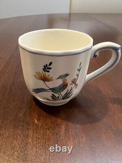 Vintage GIEN France Coffee Cup & Saucer Oiseaux de Paradis Set Of 8