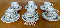 Vintage GIEN France espresso Oiseaux de Paradis coffee cup & saucer 6 Piece Set