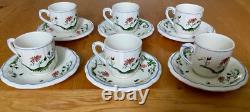Vintage GIEN France espresso Oiseaux de Paradis coffee cup & saucer 6 Piece Set