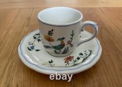 Vintage GIEN France espresso Oiseaux de Paradis coffee cup & saucer 6 Piece Set
