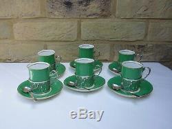 Vintage George Johnson (crescent China) Art Deco Coffee Set/silver Holders