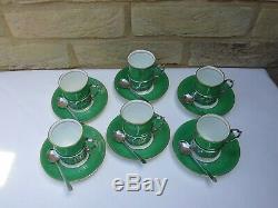 Vintage George Johnson (crescent China) Art Deco Coffee Set/silver Holders