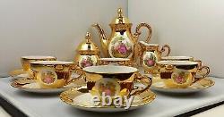 Vintage German Bavaria Gold Plated Fragonard Porcelain Coffee/Tea Set, 1960's
