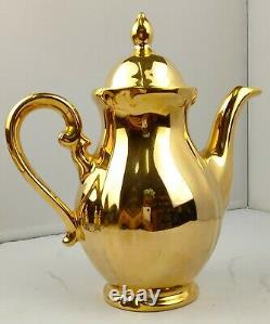Vintage German Bavaria Gold Plated Fragonard Porcelain Coffee/Tea Set, 1960's