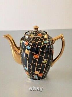 Vintage Gibsons Coffee Pot Set Black & Gold Harlequin