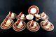 Vintage Gladstone Red Burgundy & Gold Tea Coffee Cup Set For 7 Creamer Sugar