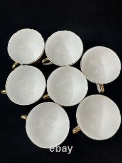 Vintage Gladstone Red Burgundy & Gold Tea Coffee Cup Set For 7 Creamer Sugar