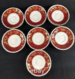 Vintage Gladstone Red Burgundy & Gold Tea Coffee Cup Set For 7 Creamer Sugar