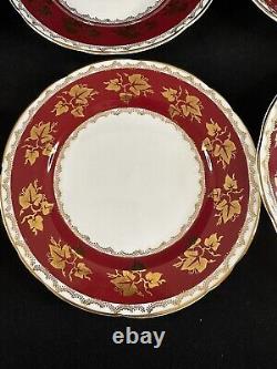 Vintage Gladstone Red Burgundy & Gold Tea Coffee Cup Set For 7 Creamer Sugar