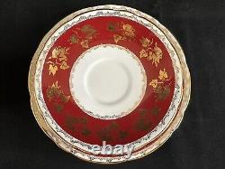 Vintage Gladstone Red Burgundy & Gold Tea Coffee Cup Set For 7 Creamer Sugar
