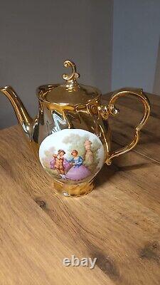 Vintage Gold Gilded Fragonard Corting Couple Foreign Decor Tea Set