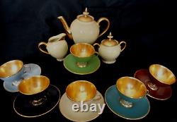 Vintage Gold Harlequin Coffee Espresso Set Fiorentine Hand Made Italy