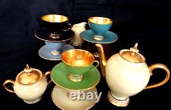 Vintage Gold Harlequin Coffee Espresso Set Fiorentine Hand Made Italy