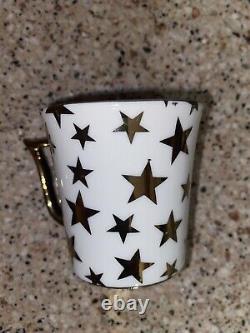 Vintage Gold Star Espresso Mini Coffee Mug Tea Cups and Saucers Set of 6, 12 Pc