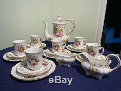 Vintage Hammersley Howard Sprays Coffee Set pot, milk jug, sugar bowl + cups