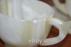 Vintage Handcrafted Light Green Onyx Set of 6 Cups with Saucers Boxed