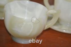 Vintage Handcrafted Light Green Onyx Set of 6 Cups with Saucers Boxed
