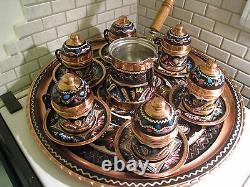 Vintage Handmade Copper Turkish Coffee&Espresso Serving SetOTTOMAN STYLE -6CUPS