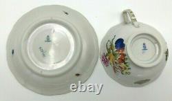 Vintage Herend Footed Cup and Saucer Set #734 Fruits & Flowers BFR Tea / Coffee