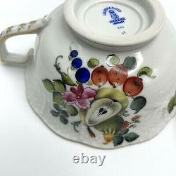 Vintage Herend Footed Cup and Saucer Set #734 Fruits & Flowers BFR Tea / Coffee