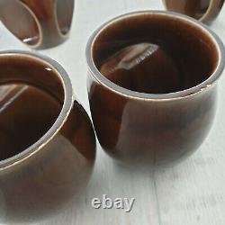 Vintage Holkham Pottery Coffee Set Owl Eyes Brown 6 Mugs 1 Jugs Sugar Pot Tea