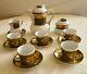 Vintage Hollohaza Hungary Hungarian Porcelain Coffee Set Gold
