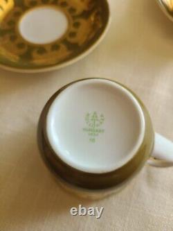 Vintage Hollohaza Hungary Hungarian Porcelain Coffee Set Gold