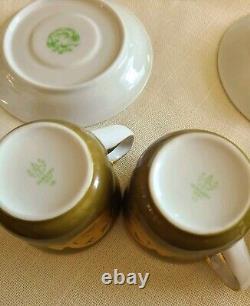 Vintage Hollohaza Hungary Hungarian Porcelain Coffee Set Gold