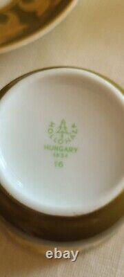Vintage Hollohaza Hungary Hungarian Porcelain Coffee Set Gold