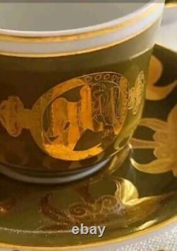 Vintage Hollohaza Hungary Hungarian Porcelain Coffee Set Gold
