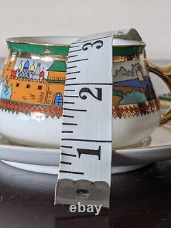 Vintage Imperial Russia Lomonosov Tea Cup & Saucer St Petersburg Lion Handle