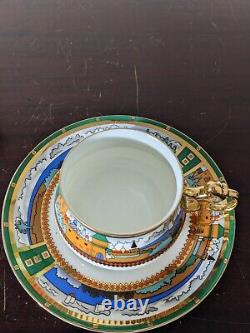 Vintage Imperial Russia Lomonosov Tea Cup & Saucer St Petersburg Lion Handle