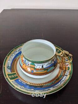 Vintage Imperial Russia Lomonosov Tea Cup & Saucer St Petersburg Lion Handle