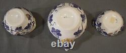 Vintage Italian Gilded Cobalt/White Porcelain Grapevine Coffee Service/Tray Set