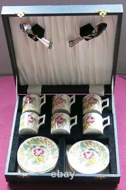 Vintage James Kent bone-china cased demitasse/espresso set with spoons