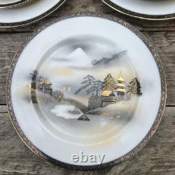 Vintage Japanese Lithopane Geisha Tea Set Cup Saucer Side Plate X5 Tea Pot