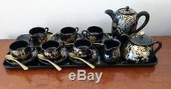 Vintage Japanese Zohiko Kyoto Style Lacquerware Coffee Set & Tray