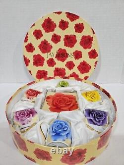 Vintage Jay & Sons Coffee & Tea Set Roses Multicolor Set 6 Cups & 6 Saucers