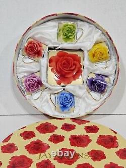Vintage Jay & Sons Coffee & Tea Set Roses Multicolor Set 6 Cups & 6 Saucers