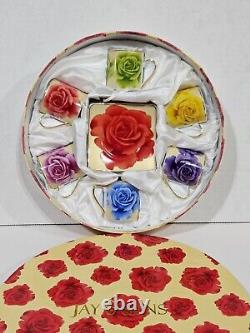 Vintage Jay & Sons Coffee & Tea Set Roses Multicolor Set 6 Cups & 6 Saucers