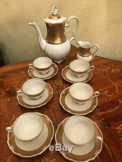 Vintage JlMenau Graf Von Henneberg 6 cups 1 Pot Milk Jug Porcelain Coffee Set