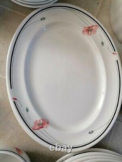 Vintage Johnson Brothers Summerfields Dinner Service / Set. Plates Red poppy