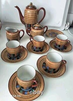 Vintage Kutani Japanese Hand painted 1000 Faces Tea/Coffee Set Lithopane Geisha