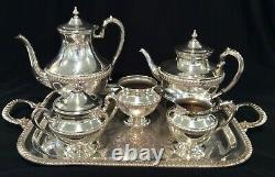 Vintage Lehman Brothers NY c. 1930 Silver on Copper 7 Piece Tea Coffee Set withtray