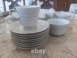 Vintage Liling Yung Shen Fine China 17 Piece Coffee Tea Set White silver