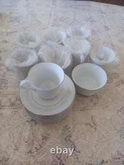Vintage Liling Yung Shen Fine China 17 Piece Coffee Tea Set White silver