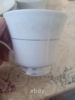 Vintage Liling Yung Shen Fine China 17 Piece Coffee Tea Set White silver