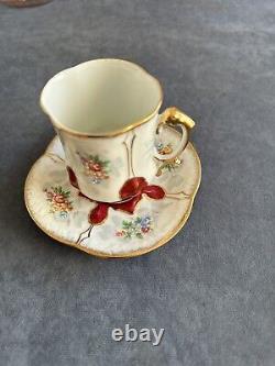 Vintage Limoge La Reine Porcelain DEMITASSE CUP & SAUCER Exquisite