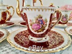 Vintage Limoges Porcelain Coffee set, bone china, Fragonard Decor, France